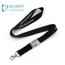 Unique design personalized custom black offset printing plain metal buckle lanyard with logo